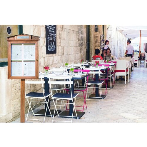 Securit Vitrine D'Affichage Menus 4x A4 - LED - Acajou | PIED INCLUS Securit Vitrine D'Affichage Menus 4x A4 - LED - Acajou | PIED INCLUS