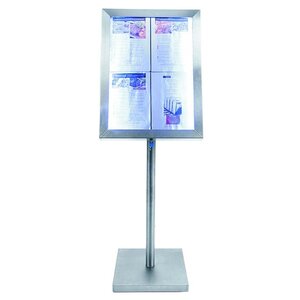 Securit Vitrine d'Affichage Menus 4x A4 - LED - INOX - PIED VENDU SEPAREMENT