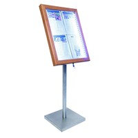Vitrine d'Affichage Menus 4x A4 - LED - Couleur Teck | PIED VENDU SEPAREMENT