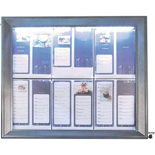 Securit Vitrine d'Affichage Menus  6x A4 - LED - Acier | PIED VENDU SEPAREMENT