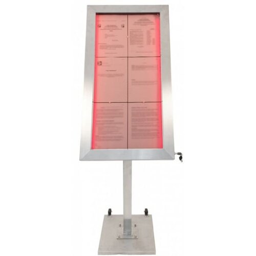 Securit VVitrine d'Affichage Menus | 6x A4 | LED | PIED VENDU SEPAREMENT