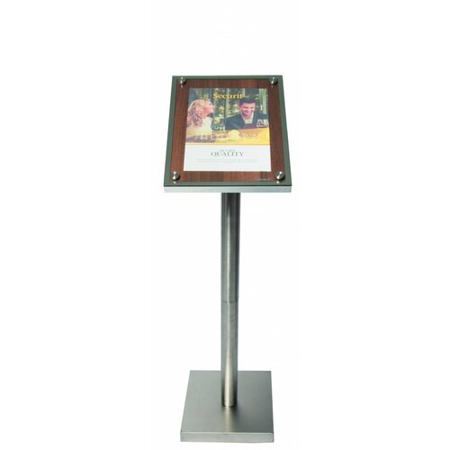 Securit Vitrine D'Affichage Menus en Noyer | 1xA4 | PIED VENDU SEPAREMENT