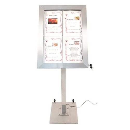 Securit Support De Vitrine D'Affichage Menus Inox Deluxe - 1200(h)mm