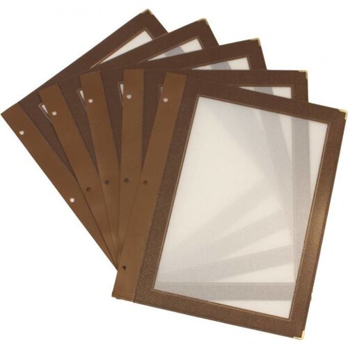 Securit Inserts Pour Protège-Menu WOOD - Marron A5 - 5 Pièces