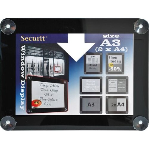 Securit Porte Affiche Noir - A3 Securit Porte Affiche Noir - A3