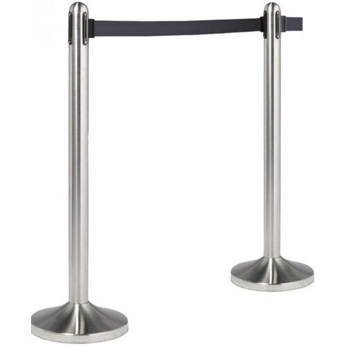 Securit Pilier Chrome | Corde Rectable Noir | 13(!)kg | USAGE INTENSIF