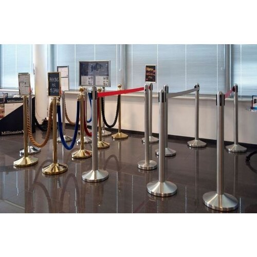 Securit Pilier Chrome | Corde Rectable Noir | 13(!)kg | USAGE INTENSIF