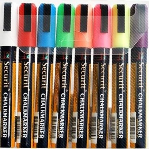 Securit Lot De 8 Feutres Craie - 2-6mm Couleurs Divers
