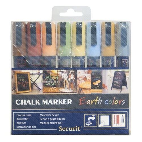 Securit Lot De 8 Feutres Craie - 2-6mm Couleurs Terre