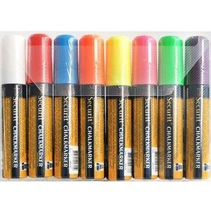 Securit Lot De 8 Feutres Craie - 7-15mm - Couleurs Divers