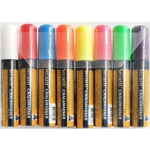 Securit Lot De 8 Feutres Craie - 7-15mm - Couleurs Divers