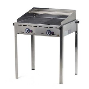 Hendi Barbecue à Gaz Green Fire - 2 Bruleurs - Grille Fonte Émaillée - 740x612x825(h)mm