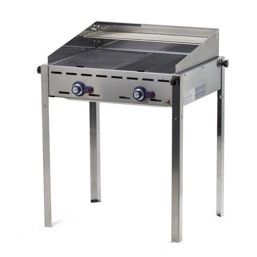 Hendi Barbecue à Gaz Green Fire - 2 Bruleurs - Grille Fonte Émaillée - 740x612x825(h)mm