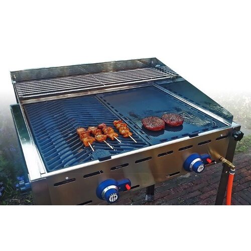 Hendi Barbecue à Gaz Green Fire - 2 Bruleurs - Grille Fonte Émaillée - 740x612x825(h)mm