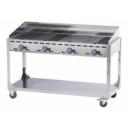 Hendi Barbecue à Gaz Green Fire - 4 Bruleurs - Sur Support Avec Roulettes - 1400x612x825(h)mm
