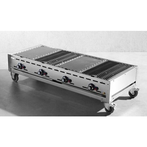 Hendi Barbecue à Gaz Green Fire - 4 Bruleurs - Sur Support Avec Roulettes - 1400x612x825(h)mm