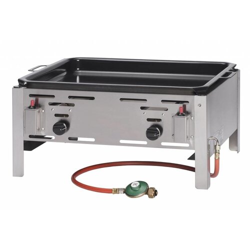 Hendi Bake-Master Maxi Inox - Gaz - Plaque Émaillée - Modèle de Table - Avec Accessoires