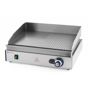 Hendi Grill Inox Blue Line - Rainuré/Lisse - 230V/2,4kW - 550x380x240(h)mm