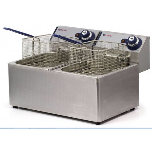 Hendi Friteuse Inox Blue Line | 2x 8 Litres | 230V/ 2x 3,5kW | Paniers Inclus | 550x430x345(h)mm