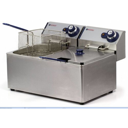 Hendi Friteuse Inox Blue Line | 2x 8 Litres | 230V/ 2x 3,5kW | Paniers Inclus | 550x430x345(h)mm