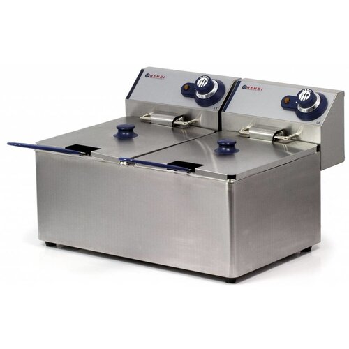 Hendi Friteuse Inox Blue Line | 2x 8 Litres | 230V/ 2x 3,5kW | Paniers Inclus | 550x430x345(h)mm
