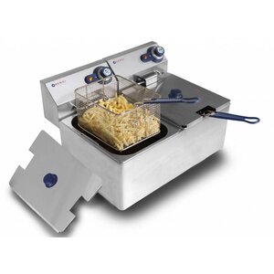 Hendi Friteuse Inox Blue Line | 2x 4 Litres | 230V/6kW | Panier Inclus | 470x420x330(h)mm