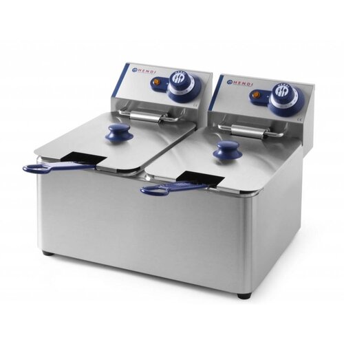 Hendi Friteuse Inox Blue Line | 2x 4 Litres | 230V/6kW | Panier Inclus | 470x420x330(h)mm Hendi Friteuse Inox Blue Line | 2x 4 Litres | 230V/6kW | Panier Inclus | 470x420x330(h)mm