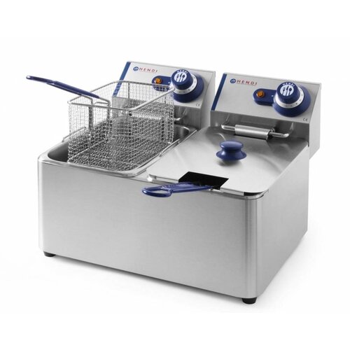 Hendi Friteuse Inox Blue Line | 2x 4 Litres | 230V/6kW | Panier Inclus | 470x420x330(h)mm Hendi Friteuse Inox Blue Line | 2x 4 Litres | 230V/6kW | Panier Inclus | 470x420x330(h)mm