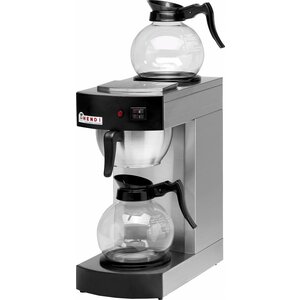 Hendi Machine à Café Inox |1,8 Litres | Avec 2 Pichets en Verre | 2,1kW | 200x385x430(h)mm