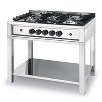 Table de Cuisson au Gaz Inox - 5 Feux - 14,3kW - 230V - 900x600x850(h)mm