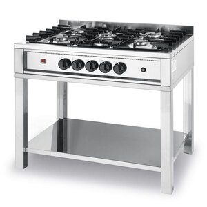 Hendi Table de Cuisson au Gaz Inox - 5 Feux - 14,3kW - 230V - 900x600x850(h)mm