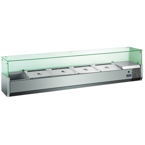 Hendi Vitrine Réfrigérée Inox | 5x GN1/4 | 1300x410x470(h)mm