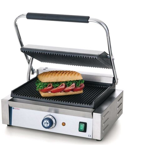 Hendi Grill de Contact "Panini" - Rainuré - 230V/2,2kW - 430x370x210(h)mm
