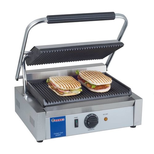 Hendi Grill de Contact "Panini" - Rainuré - 230V/2,2kW - 430x370x210(h)mm