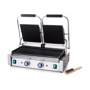 Hendi Grill de Contact Double - Rainuré - 230V/3,6kW - 570x370x210(h)mm