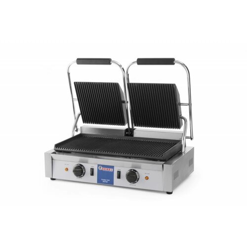 Hendi Grill de Contact Double - Rainuré - 230V/3,6kW - 570x370x210(h)mm