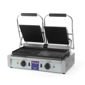 Hendi Grill de Contact Double | Rainuré/Lisse | 3600W | 570x370x210(h)mm