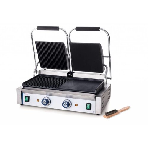 Hendi Grill de Contact Double | Rainuré/Lisse | 3600W | 570x370x210(h)mm