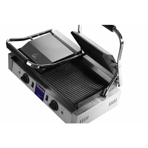 Hendi Grill de Contact Double | Rainuré/Lisse | 3600W | 570x370x210(h)mm