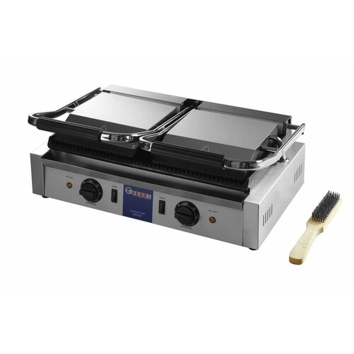 Hendi Grill de Contact Double | Rainuré/Lisse | 3600W | 570x370x210(h)mm