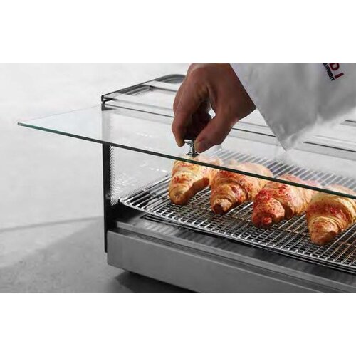 Hendi Vitrine Chauffante Inox | Grille GN1/1 | Bac à Miettes | 554x376x311(h)mm