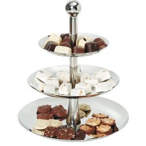 Hendi Présentoir Inox - 3 Plateaux - Ø268-220-166x320(h)mm