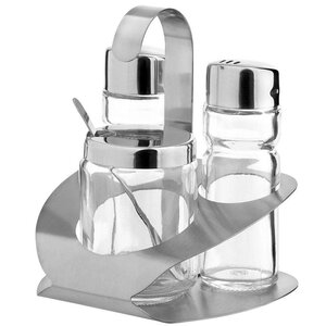 Hendi Ménagère Inox - Set de 3 Pièces: Poivre, Sel, Moutarde - 100x95x115(h)mm