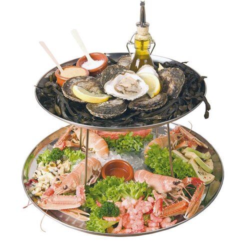 Hendi Support Inox - Avec 2 Plateau de Fruits de Mer - Ø300-400x200(h)mm