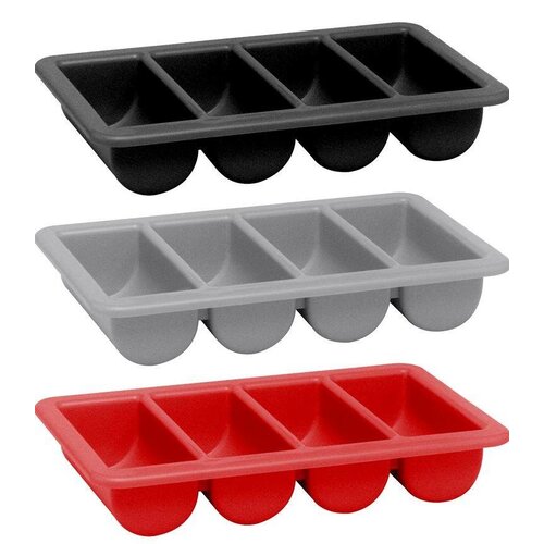 Hendi Bac à Couvert GN 1/1 | 4 Compartiments | Noir | 100mm