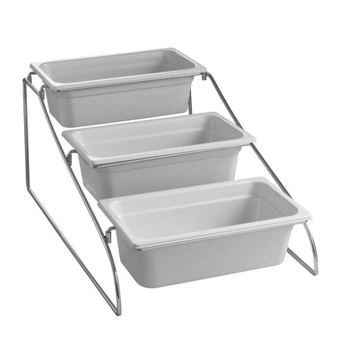 Hendi Support de Présentation Inox + Bacs Mélamine - 3x GN1/3