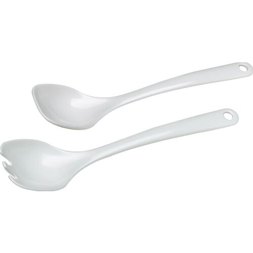 Hendi Couvert à Salade Blanc - Résiste à la chaleur et Lave-Vaisselle - 305mm - Cuillère