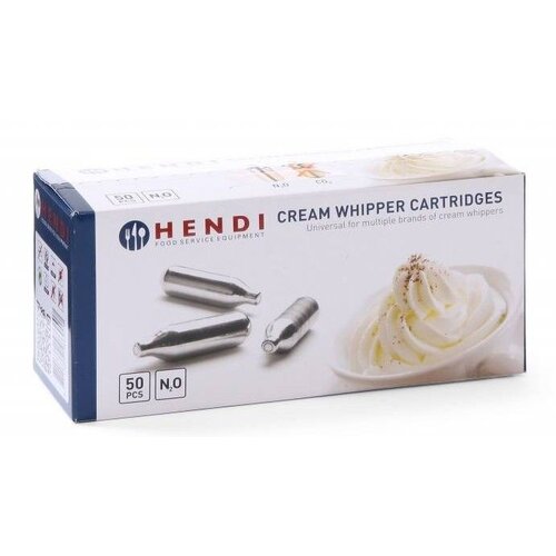 Hendi Cartouches Pour Siphon à Chantilly | Pour Liss, Kidde, Kaiser etc. | Boîte de 50 Pièces Hendi Cartouches Pour Siphon à Chantilly | Pour Liss, Kidde, Kaiser etc. | Boîte de 50 Pièces