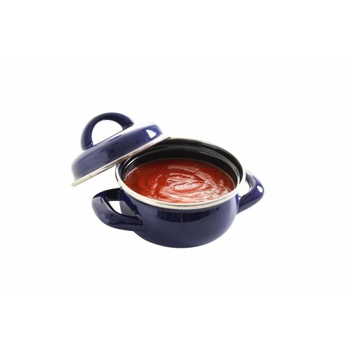 Hendi Marmite à Soupe/Sauce Émaillé Noir - Avec Couvercle - 600ml - Ø135x60(h)mm