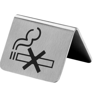 Hendi Chevalet De Table NON Fumeur - Imprimé de 2 Côtés - Inox - 52x40(h)mm